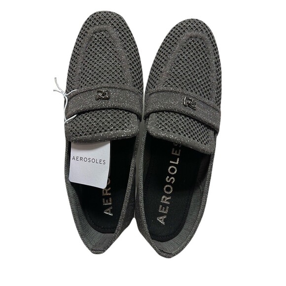 NEW Aerosoles Womens Size 9 Metallic Gunmetal Stretch Knit Loafers Slipper Flats - Picture 5 of 6